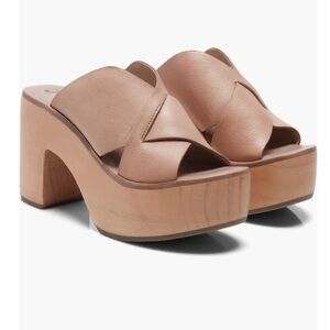 NEW Free People Kora Platform Sandal Carrot Ginger Nude Natural Wooden Heel 40